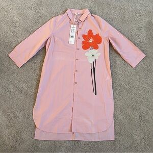 Pink Floral Shirt Dress